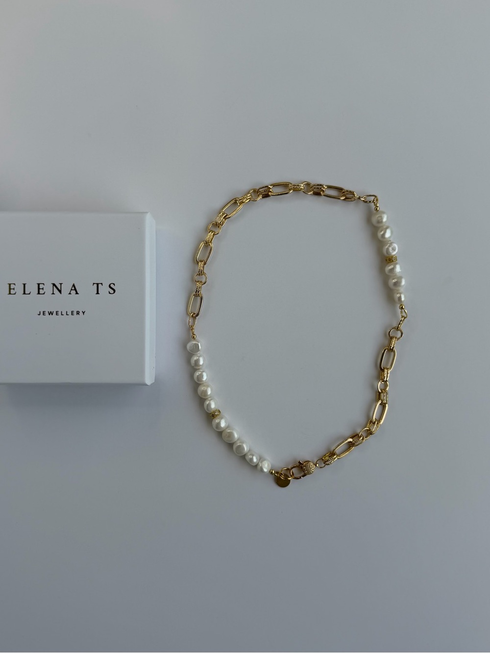 Gold Chain & White Pearl Necklace